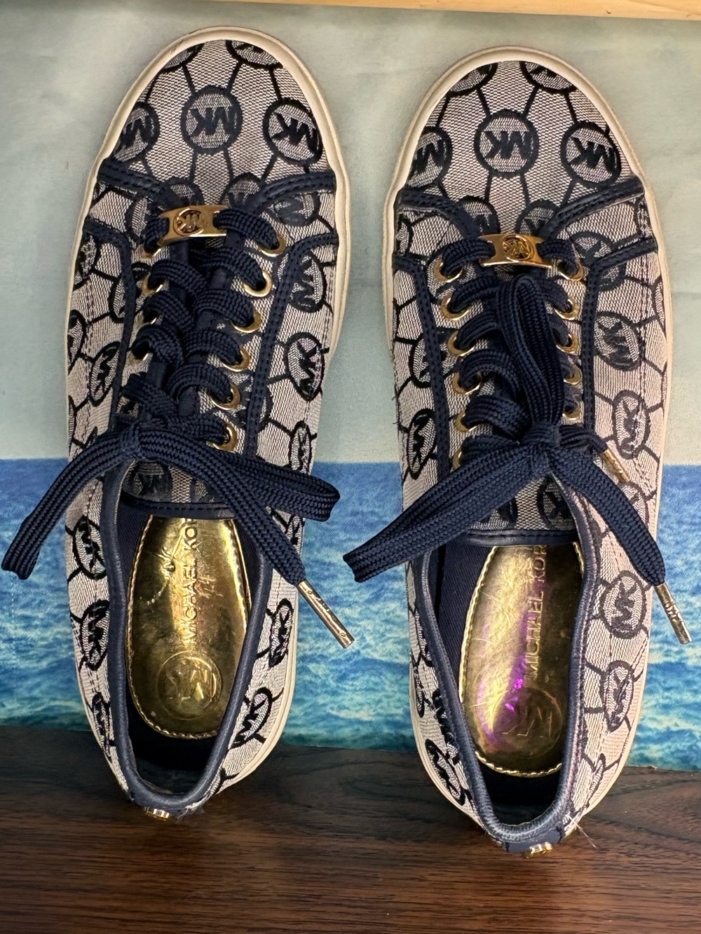 Michael Kors Boerum Monogram Navy Canvas Sneakers